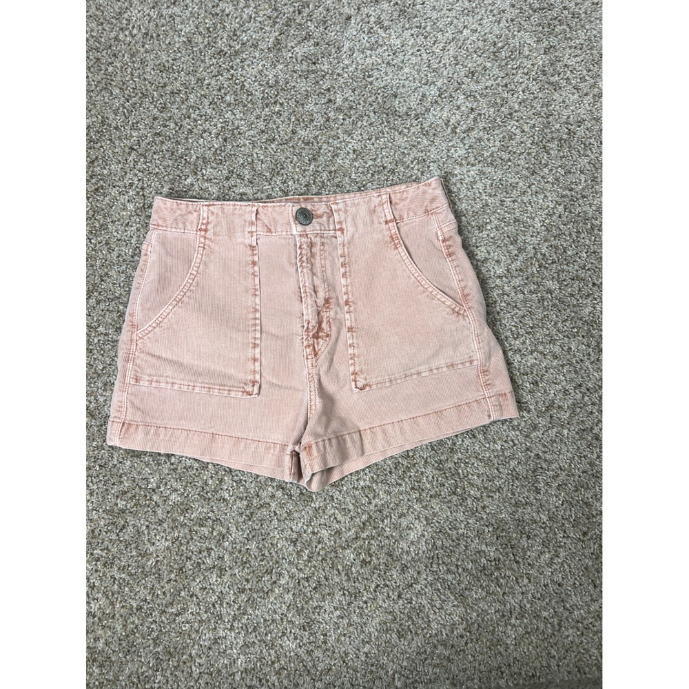 American Eagle Super Stretch Peach Pink Corduroy Shorts Womens 0 High Rise